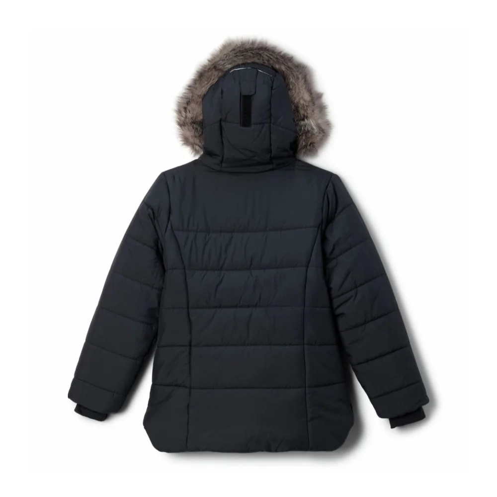 Columbia Girls Black Puffer Jacket with Faux Fur Trim